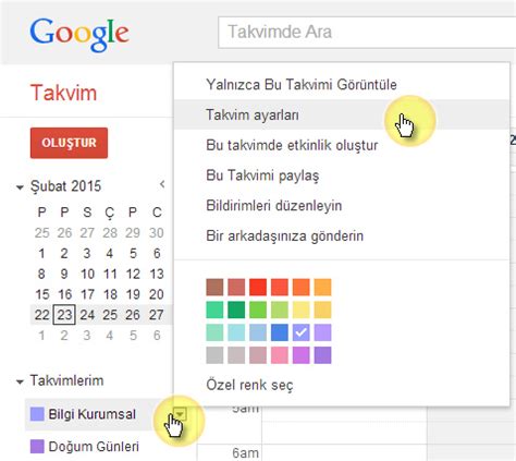 Google Calendar Etkinlik Planlama